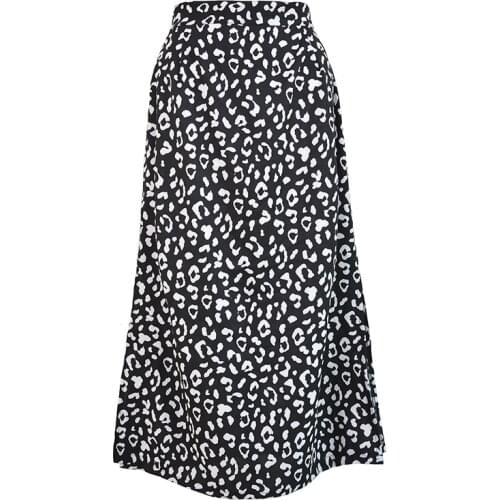 CUHAKCI Summer Split Wrap Lady Leopard Print Long Skirts Women High Waist MidiBeach Polyester White Black Sexy