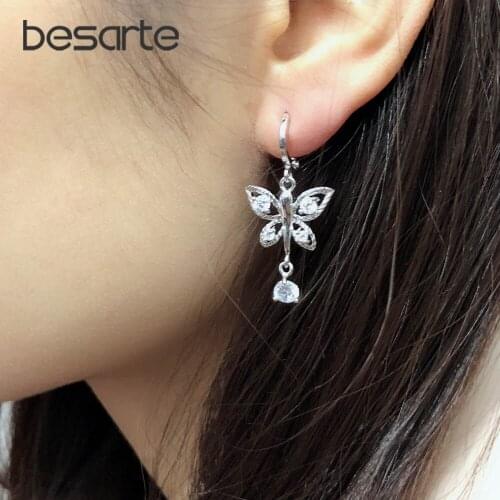 Women Long Earings Butterfly Dangle Earrings Boucle D'oreille Pendientes Largos Lange Oorbellen Orecchini Lunghi Kupe E2342W