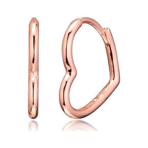 925 Sterling Silver Earrings for Women Rose Gold Asymmetric Heart Hoop Earrings Party Wedding Jewelry Gift brincos Wholesale