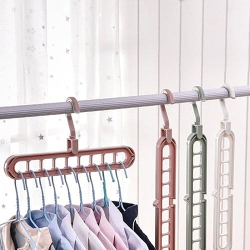 1Pcs Hot Nine-hole Clothes Hanger 360°Rotate Anti-skid Folding Hanger Space Saving Hanger multi-function folding magic Hanger