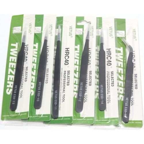 100% original VETUS anti-static stainless steel tweezers ESD-10/11/12/13/14/15