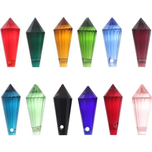 20Pcs/Lot Faceted Glass Teardrop Beads DIY Making Charm Necklace 8X20MM Green Crystal Drop Pendant Wholesale Jewelry Accessories