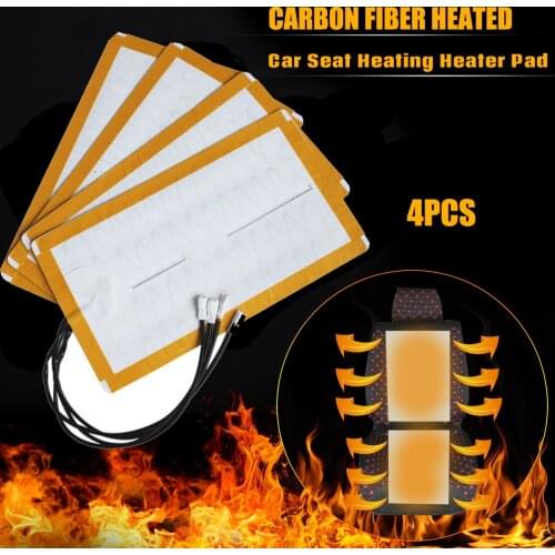 4Pcs 12V Universal Car Seat Heating Pad 2 Seat 48x28cm Heated Covers Pad Carbon Fiber Heated Auto Winter Warmer Heater Mats