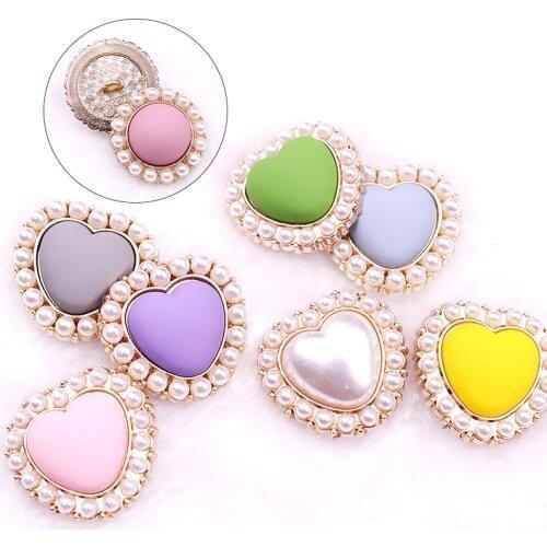 5PCS Pearl Buckle Metal Buttons Sweater Cardigan Decorative Round Heart Shape Button Accessories High Quality