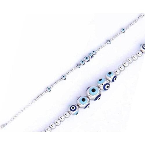 925 Sterling Silver Bracelet with Zircon Stone and Evil Eye Design