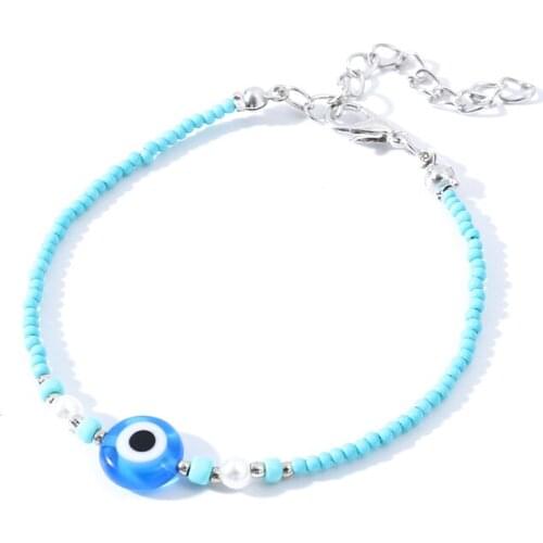 Best Limited Blue Crystal Eyes Lucky Bracelets Turkish Evil Eye Star Palm Coconut Tree Charm Chain Bracelet for Women Rushed