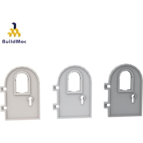 BuildMOC 64390 4x6 Dome door with window and keyhole For Building Blocks Parts DIY Construction Educ