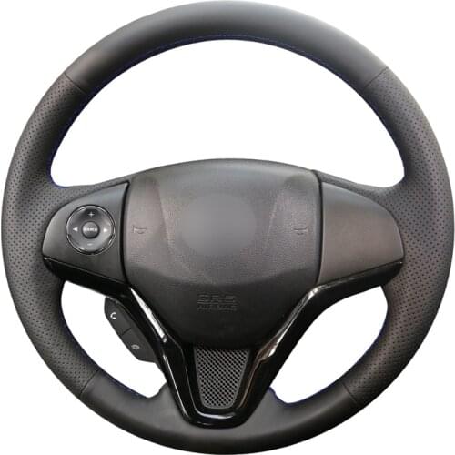 Black Micro Fiber Leather Car Steering Wheel Cover for Honda Fit 2014-2019 City 2014-2019 Jazz 2014-2019 HR-V HRV 2016-2019