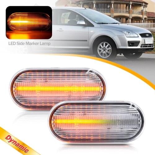 For Ford Focus MK II C-Max Fusion Fiesta V 2X LED Dynamic Amber Turn Signal Lights Fender Side Marker Lamps 2006 2007 2008