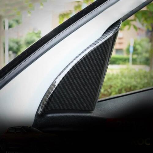 For Volkswagen T-ROC T ROC 2017 2018 Carbon fiber Car Front Door Window Inner Triangle A Column Cover Sticker Trim Accessories