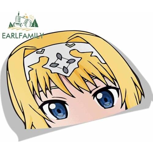 EARLFAMILY 13cm x 9cm Alice Zuberg Sword Art Online Peeker Peek Anime Vinyl JDM Car Stickers Window Trunk Laptop Decal