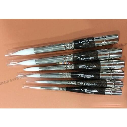 Escoda Perla Series 1438 Short Handle Travel Round Artist Watercolor Brush, White Toray Filament,travel Paint Brush