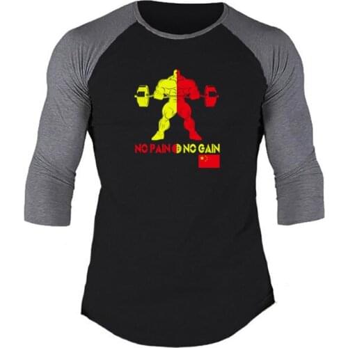 Brand 2021 Autumn Mens Seven Quarter Sleeve T Shirt Casual O-Neck slim fit Elastic Slim Fit Streetwear Patchwork Tshirt Hip Hop