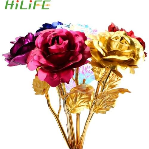 HILIFE 24K Foil Plated Rose Wedding Decoration Rose Gold Rose Lasts Forever Love Multi Colors Valentines Day Creative Gifts
