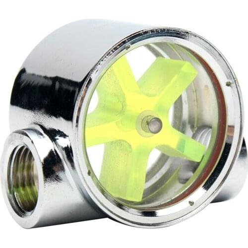 Flow Meter Water Cooling Flow Indicator Meter copper chromed 2 Ways G1/4 Threaded