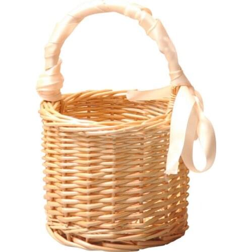 Rattan Storage Basket Portable Picnic Basket Pastoral Style Home Organizer Fruit Package Snack Organizer Desktop Decoration