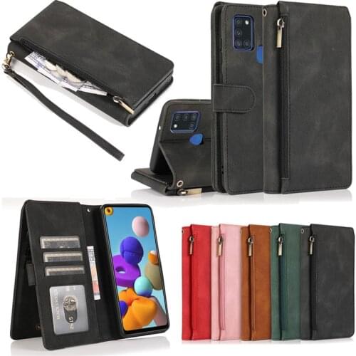 A12 A42 A52 A72 A50 A70 Zipper Purse Flip Leather Case For Samsung Galaxy A21S A11 A21 A31 A51 A71 Walle Multi Card Cover Coque