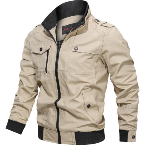 AIOPESON New Spring Autumn Mens Jacket and Coats Solid Slim Fit Safari Style Jacket Men Casual Stand Collar Off White Coats Men