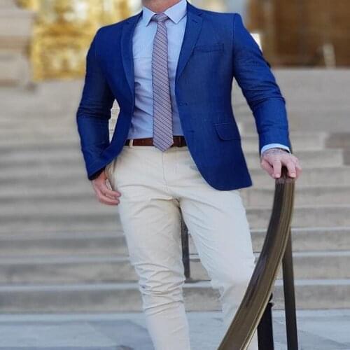 Royal Blue Suit Mens Custom Made Slim Fit Business Suit 2020 Wedding Suits Groom Male Tuxedos 2 Piece Set (Jacket+Pants)