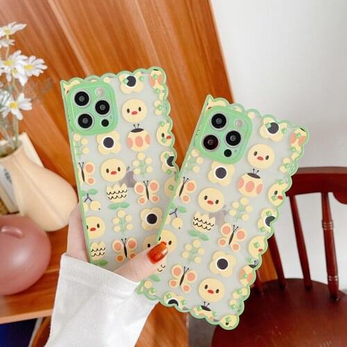 Lovely Sweet Flower Butterfly Ladybug Animal Painting Phone Case For iPhone 11 12 Pro X Xr Xs Max Transparent Soft Back Cover