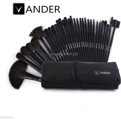 Black 32pcs Makeup Brushes Set Professional Cosmetics Eyebrow Foundation Shadows Kabuki Make Up Beauty Tools Kits + Pouch Bag