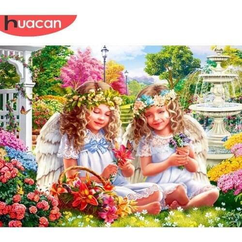 HUACAN Diamond Painting Kits Portrait Children Diamond Mosaic Garden Cross Stitch Home Art Childrens Room Decor