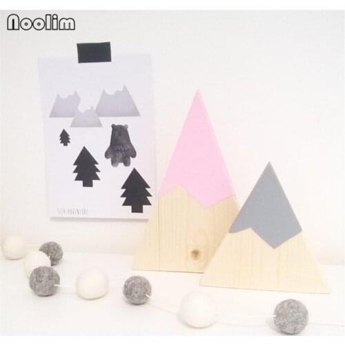 NOOLIM Nordic Rural Wooden Hill Set Of Ornament Baby Room Photography Props Best Children Gifts Decor Wood Crafts Wedding Decor