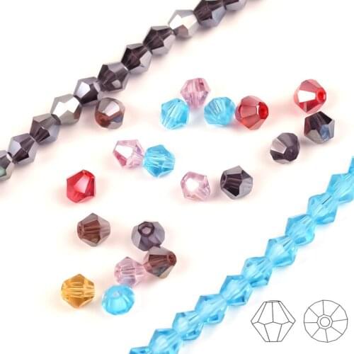 Wholesale 4mm Austrian Bicone Crystal Beads for Jewelry Making Bracelets Diy Accessories Supplies Mix Color Spacer 1piece/100pcs