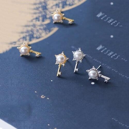 PONYKISS Romantic 925 Sterling Silver Heart Stars Flower Pearl Zircon a pair Stud Earrings Girl Lovely Delicate Jewelry Gift