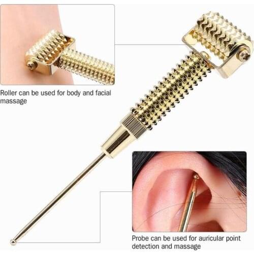 1pc Massager Roller Golden Manual Face Lifting Firming Multifunctional Acupuncture Point Artifact Tool For Body Ear Face