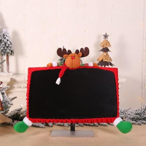 Christmas Computer Monitor Cover Cute Doll Decorative Laptop Display Dustproof Cover Screen Protector Home Office Decor