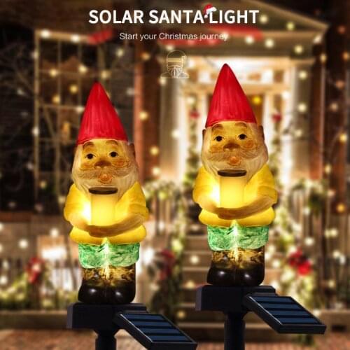LED Light Lovely Santa Claus Solar Powered Waterproof Lamp For Home Garden Outdoor Lawn Christmas Ornament Night Lamp