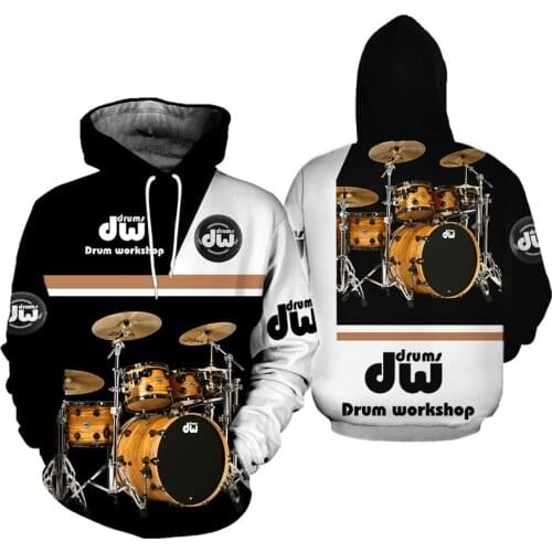 New style hoodie beautiful drum 3D printing zipper hoodie men and women fashion autumn and winter leisure sweatshirt