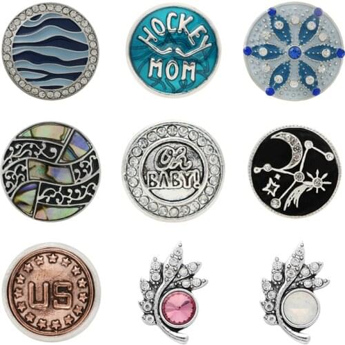 US MOM Rhinestone Flower 20mm Metal snap button jewelry DIY bracelet KD1035