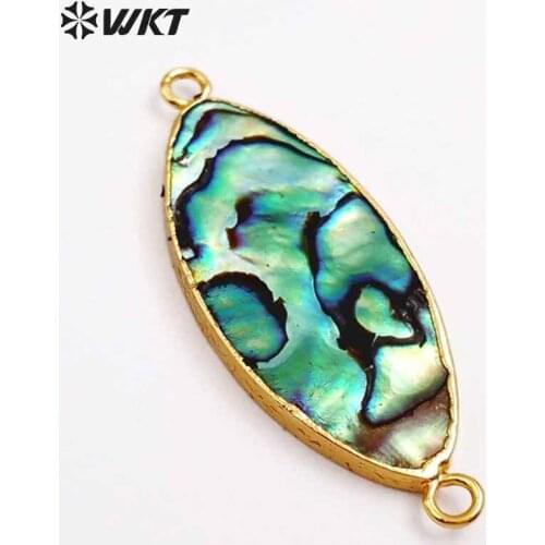 WT-JP036 Spiritual Crescent Shell Pendant Natural abalone Shell with oval Mixed Color Charm Gold Pendant Beautiful Colors