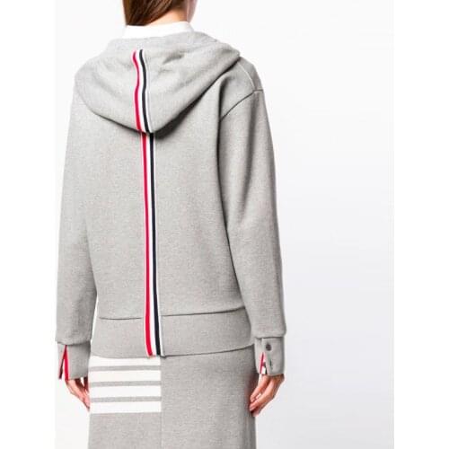 2021 Fashion Brand TB THOM Striped hooded Clothing Ins Loose Cotton Jacket Women Sweatshirts Hoodies Casual Sportswear Coat