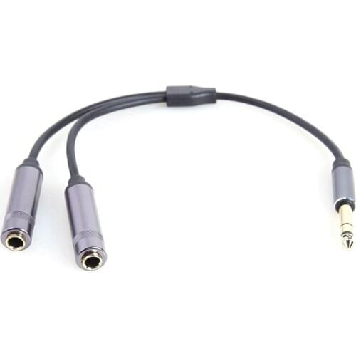1/8 Inch Plug to 1/4 Inch Socket Y Splitter Adapter Cable 3.5mm Male Stereo to Dual 6.35mm Female Audio Cable
