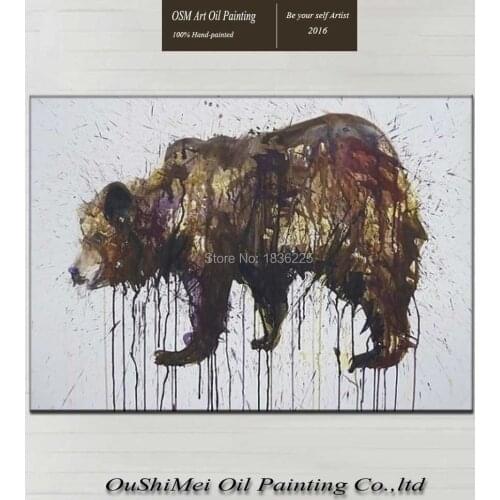 100%Handpainted modern Abstract Wall Art Skilful Bear Oil Painting On Canvas Animal Pictures For Living Room Decor