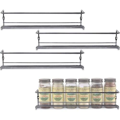 4Pack Wall Mount Spice Rack Organizer Metal Hanging Spice Racks Single Layer Seasoning Organizer Rack for Door, Cupboard, Pantry
