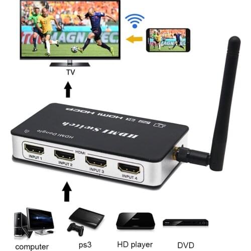 4x1 HDMI Switch Audio Video Converter Wireless WiFi Display Adapter Cast Screen Mirroring for IPhone 12 IOS Android Phone To TV