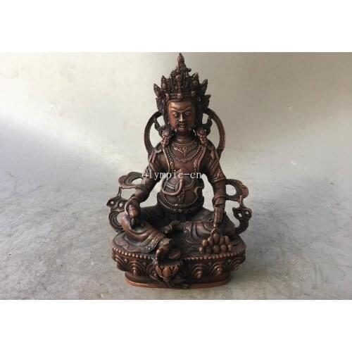 8'' red copper tibet buddhism buddha Dhammapala Yellow Jambhala statue