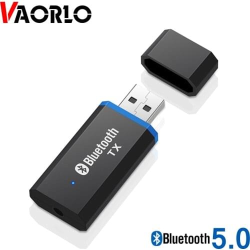 VAORLO USB Transmitter Directly Low Latency Wireless Bluetooth 5.0 Adapter Dongle For TV Computer With 3.5mm AUX Jack Adaptor
