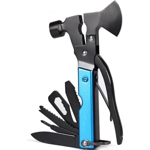 Safety Axe Hammer 15 In 1 Multifunctional Ax Pliers Saw Wrench Corkscrew Cutter Combination Tools Outdoor Camping Safety Hammers