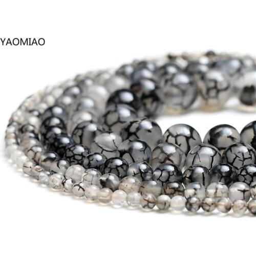 Wholesale Natural Stone Black Dragon Vein Agates 4/6/8/10/12 mm Round Loose Beads For Jewelry Making DIY Charm Beads Accessories