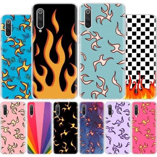 Blue Red Flame Fire Cover Phone Case For Xiaomi Note 10 Mi 11 9 8 CC9 5X 6X 9T 10T A3 Poco X3 NFC F1 Pro Lite + Coque A1 A2