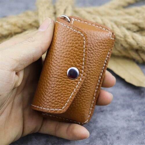 Retro fashion designer natural genuine leather buckle wear belt waist portable high-quality first layer cowhide key case