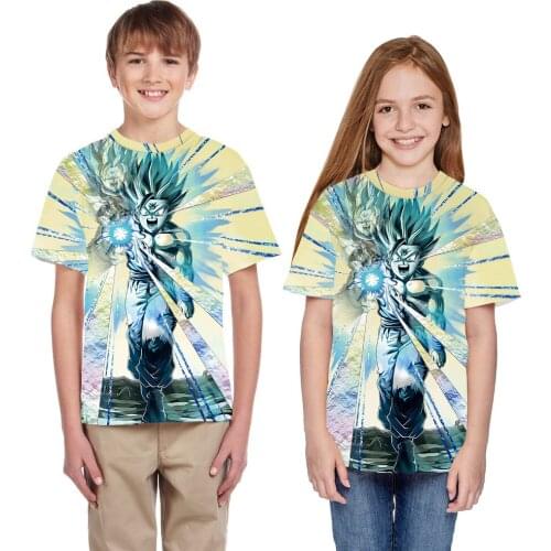 Kids O-neck Short Sleeve 3D Digital Print Super Messiah Summer T-shirts Boys Casual Cartoon Print Streetwear T-shirts