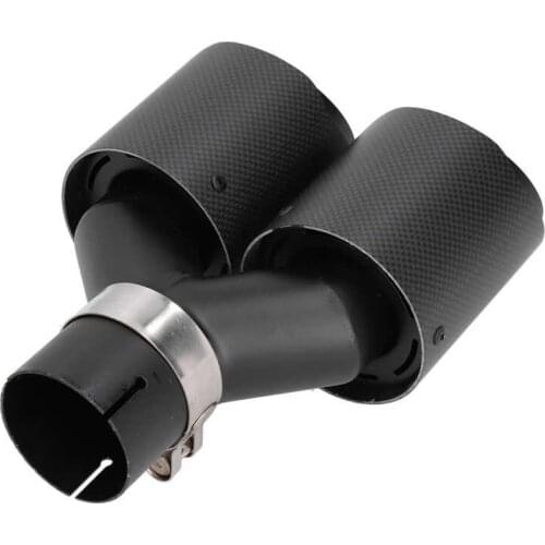 Matte Carbon Fiber Dual Outlet Exhaust Tips Universal Black Tail Pipes for 58mm-60mm Car Accessories