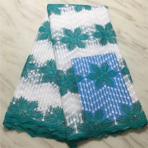 French Nigerian Laces Fabric 2019 High Quality Stones Tulle African Laces Fabric Wedding African French Tulle Lace White Green