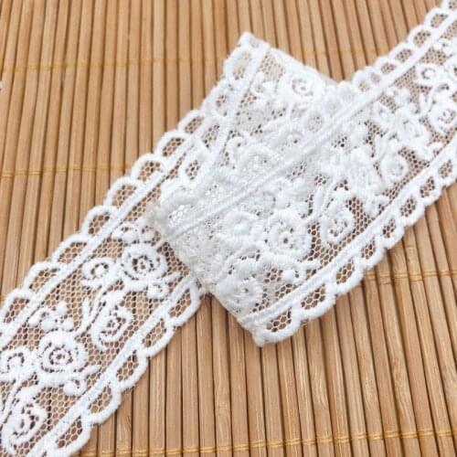 1Yards Rose Flower Cotton Lace Ribbon Mesh Fabric Embroidery Lace Fabric 3cm Guipure Lace Sewing Trimmings Craft dentelle L005